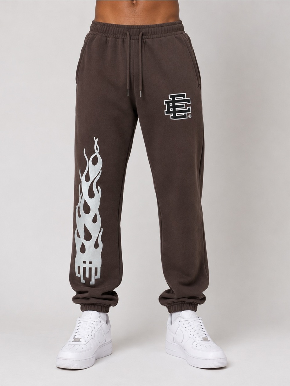 Eric Emanuel EE Flame Sweatpants Joggers Brown Size Small  NWOT